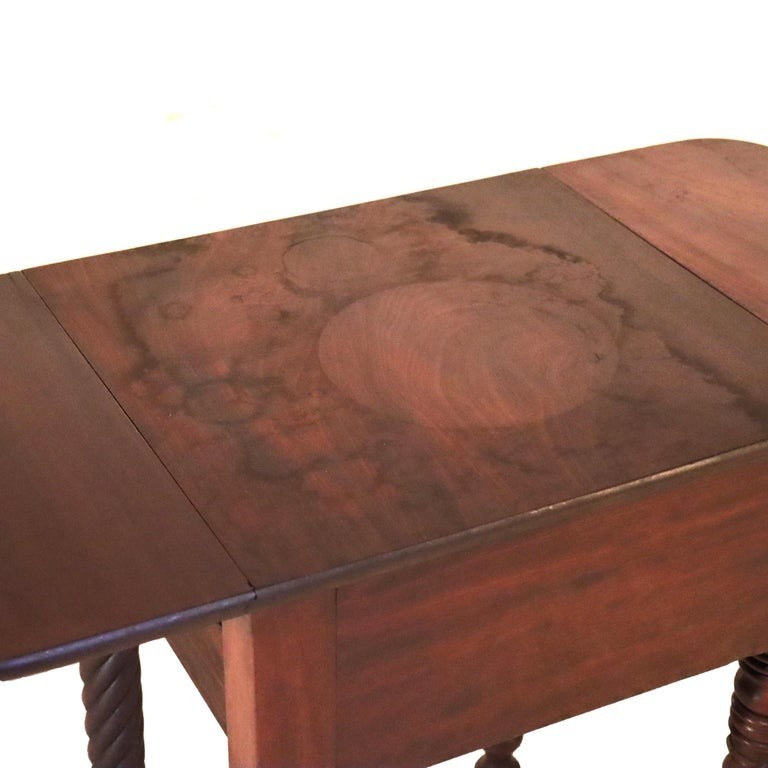 Sheraton Flame Mahogany 2 Drawer Drop Leaf Work Table c1830