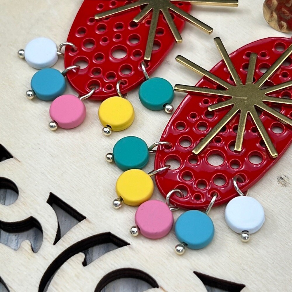 Adorned Crown Artisan Assemblage earrings atomic starburst