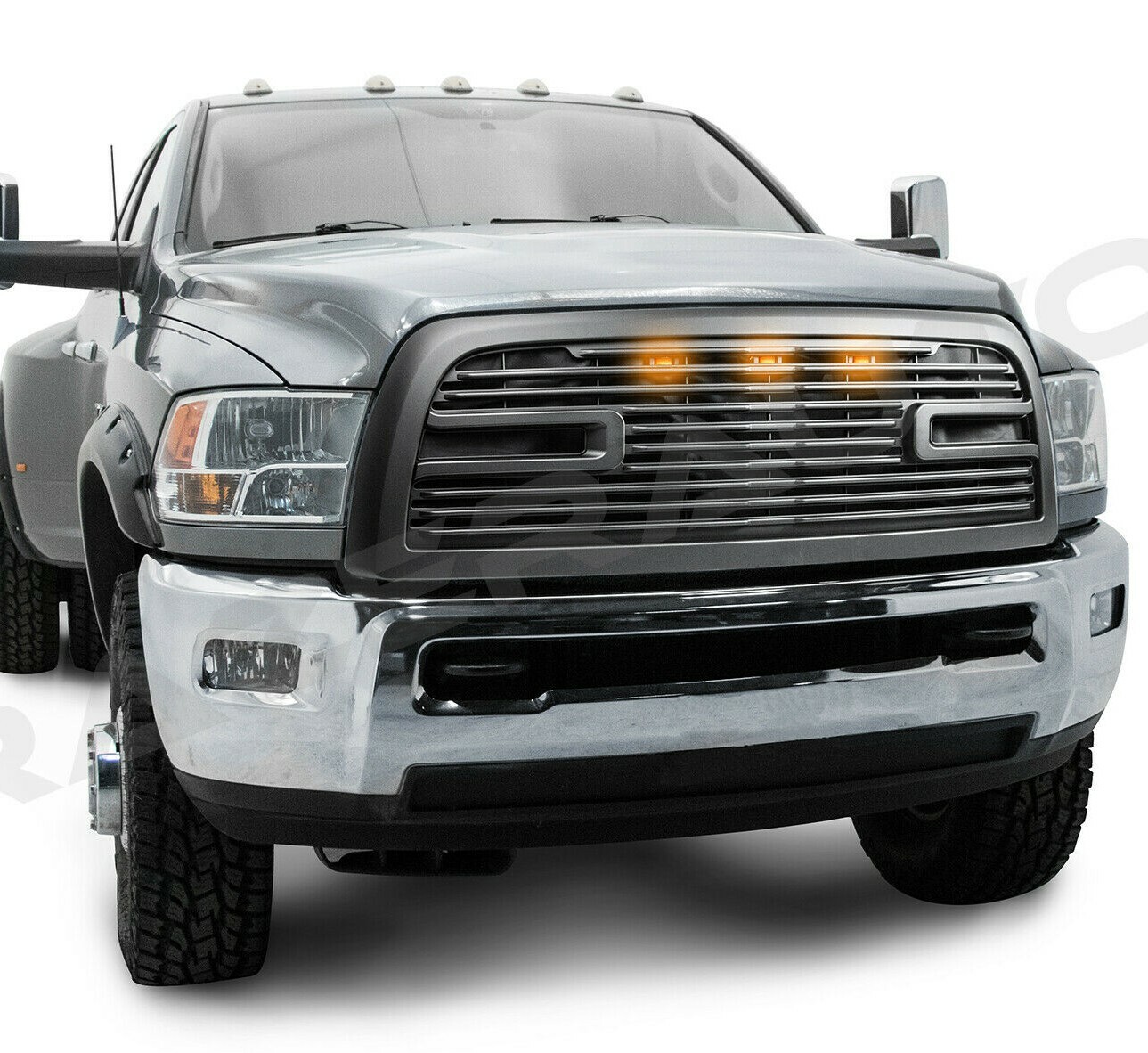 Big Horn 2+LED Matte Black Replacement Grille+Shell for 10-18 Dodge RAM 2500+HD