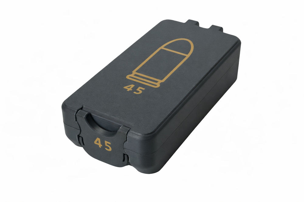 45 ACP Ammo Box – 50 Rounds - Snap Close Storage Box | Fully Customizable