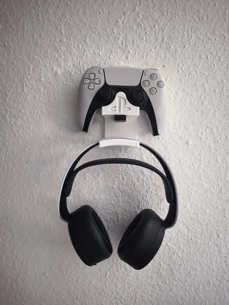 Wall mount for PS5 Controller & Pulse 3D Headset – with USB dongle holder -Black
