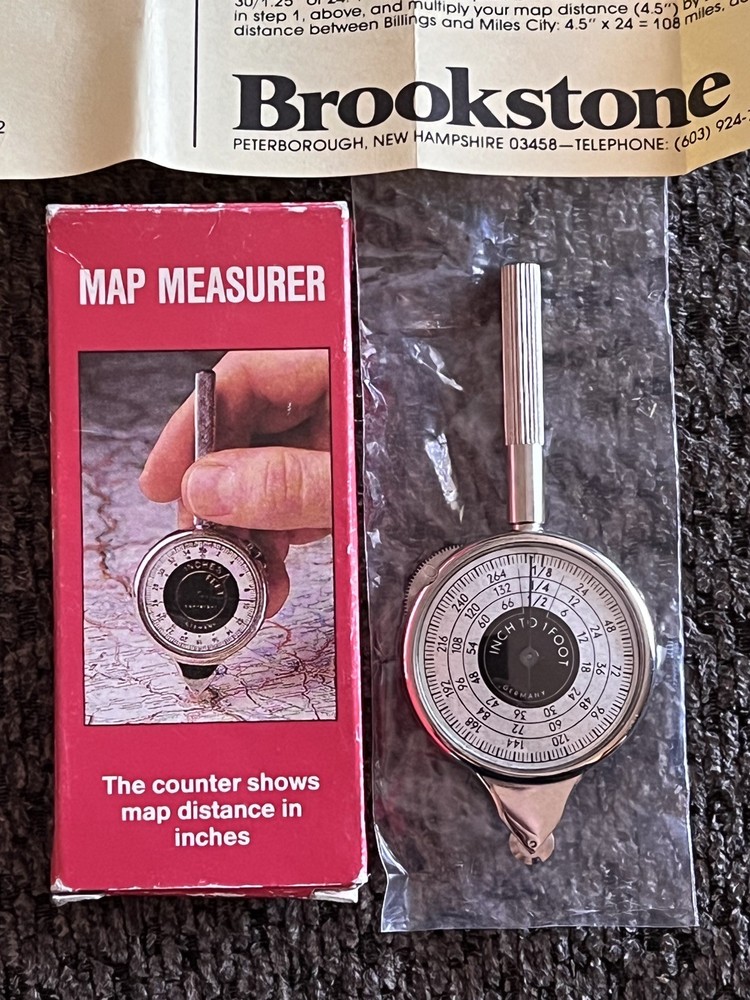 Vtg Brookstone #2962 Map Meter Opisometer W/ Instructions
