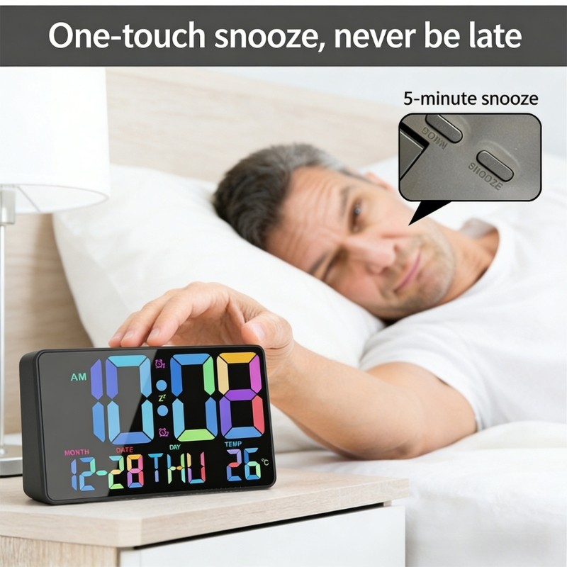 Large Digital Wall Clock with Big LED Display,Remote Control,Wall Desk Clocks