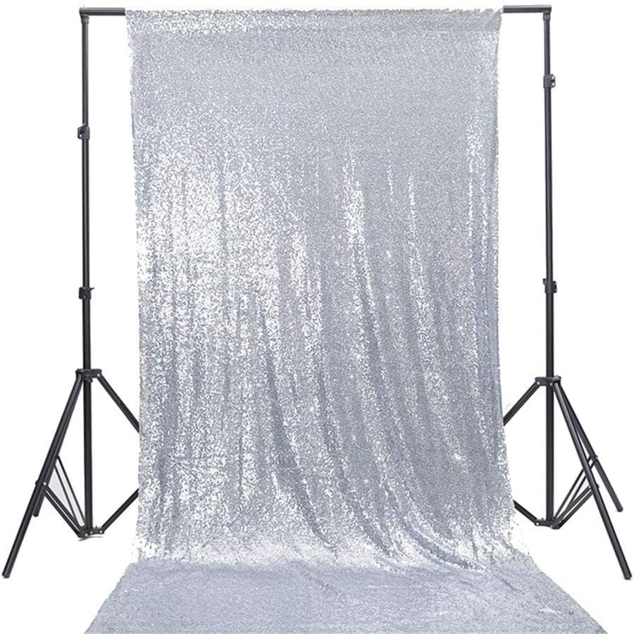 Sparkling Silver Sequin Backdrop Curtain - 4x7 Ft NWT