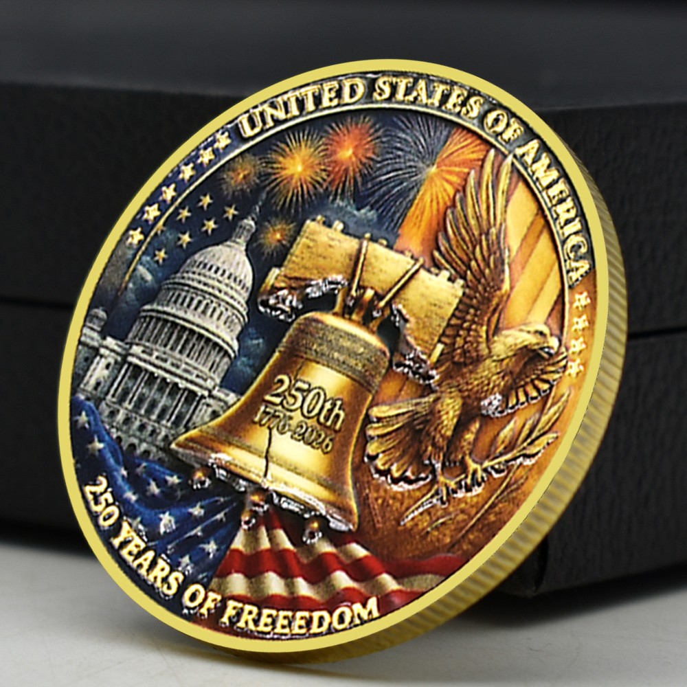 1776–2026 United States 250 Years of Freedom Coin Gold-Plated Anniversary Medal