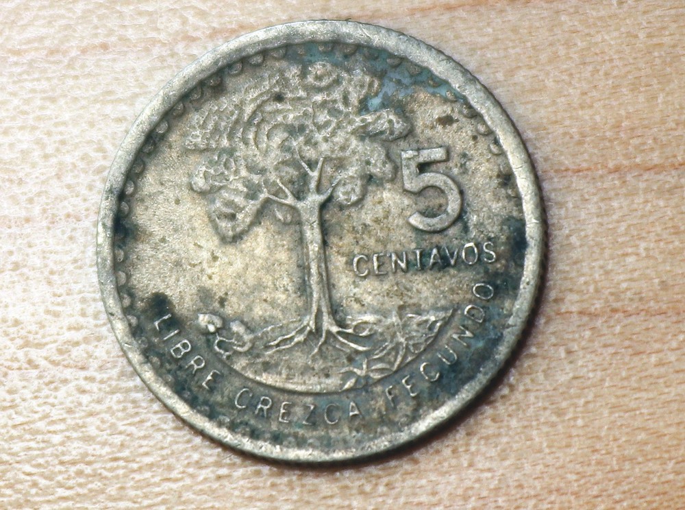 1976 Guatemala 5 Centavos Kapok Tree