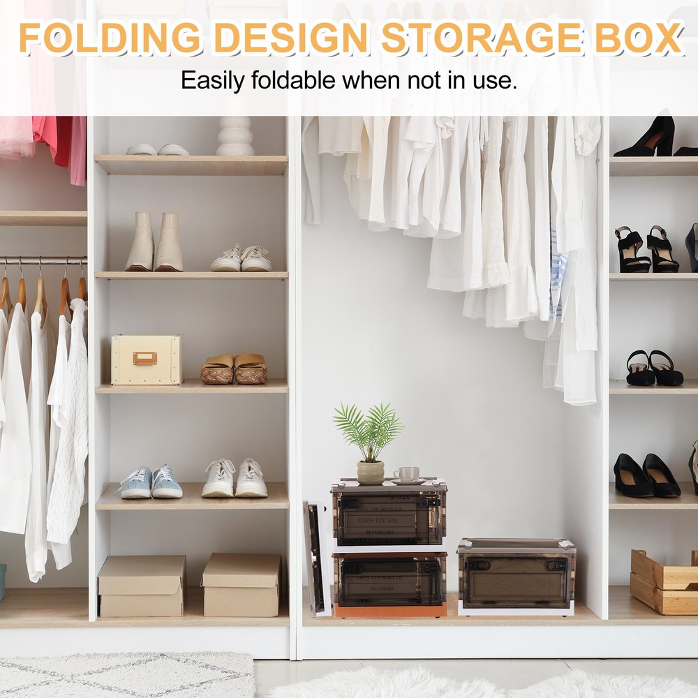 26.4 Quart Plastic Stackable Storage Bins Foldable Box for Bedroom(Orange)