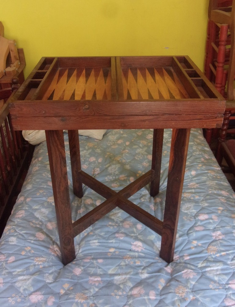 Vintage Hand Crafted MCM Pegged Solid Rosewood Backgammon Table Don Shoemaker