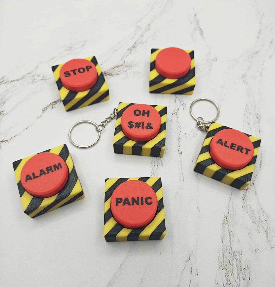 Panic Button Fidget Keychain | Big Red Button Sensory Clicker