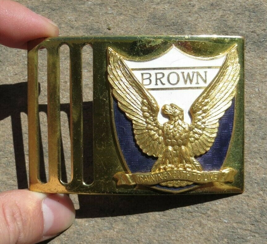 WW2 Era Brown Military Academy Enamel Belt Buckle