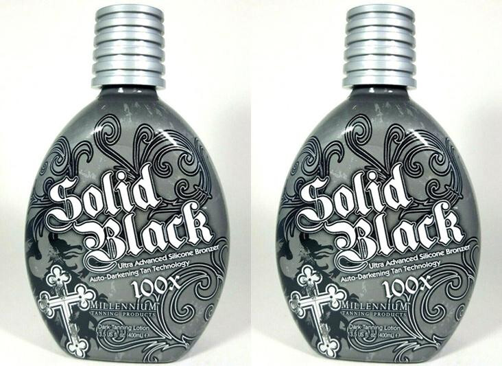 SOLID BLACK 100X Bronzer Dark Tanning Bed Lotion by Millennium - 2 PACK