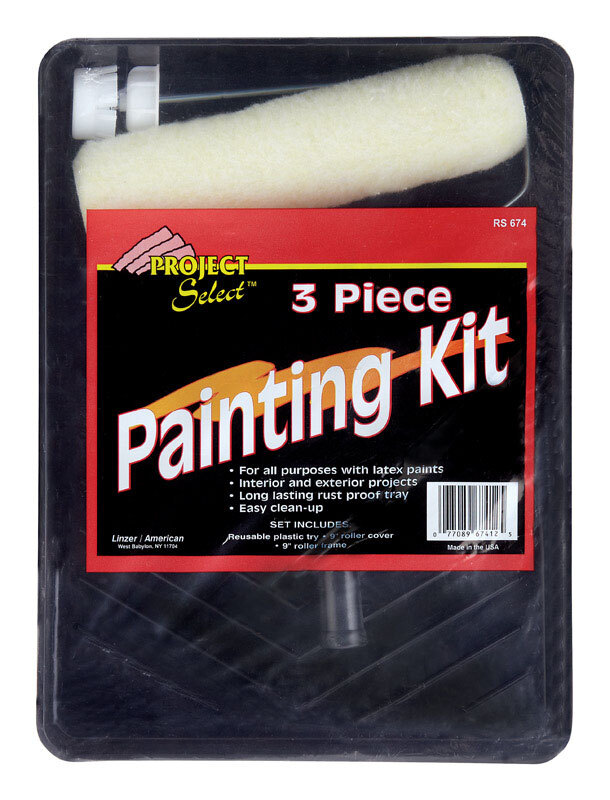 Linzer RS674 Threaded Handle 9 in. Polyester Paint Roller and Tray Set