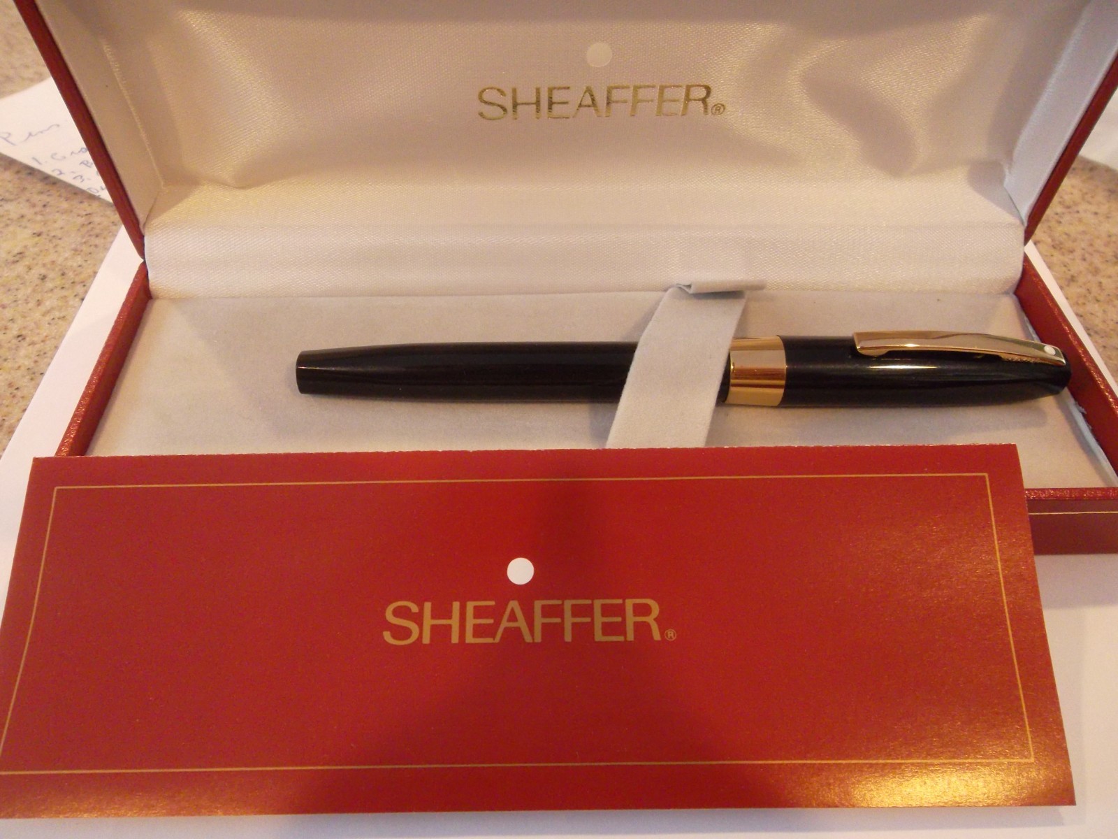 Vintage Sheaffer Fountain Pen 23k NIB Electroplated White Dot In Orig Box & Manu