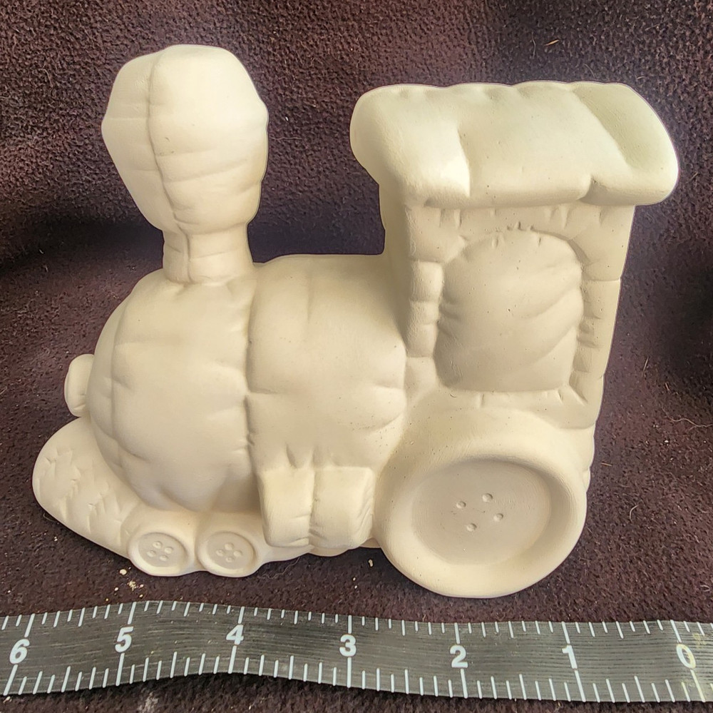 Ready to Paint Ceramic Bisque Pillow/Buitton wheel Train Engine