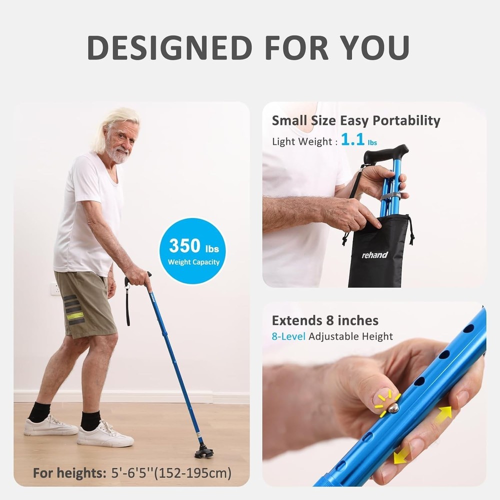 Lightweight Foldable Walking Cane with Soft Grip