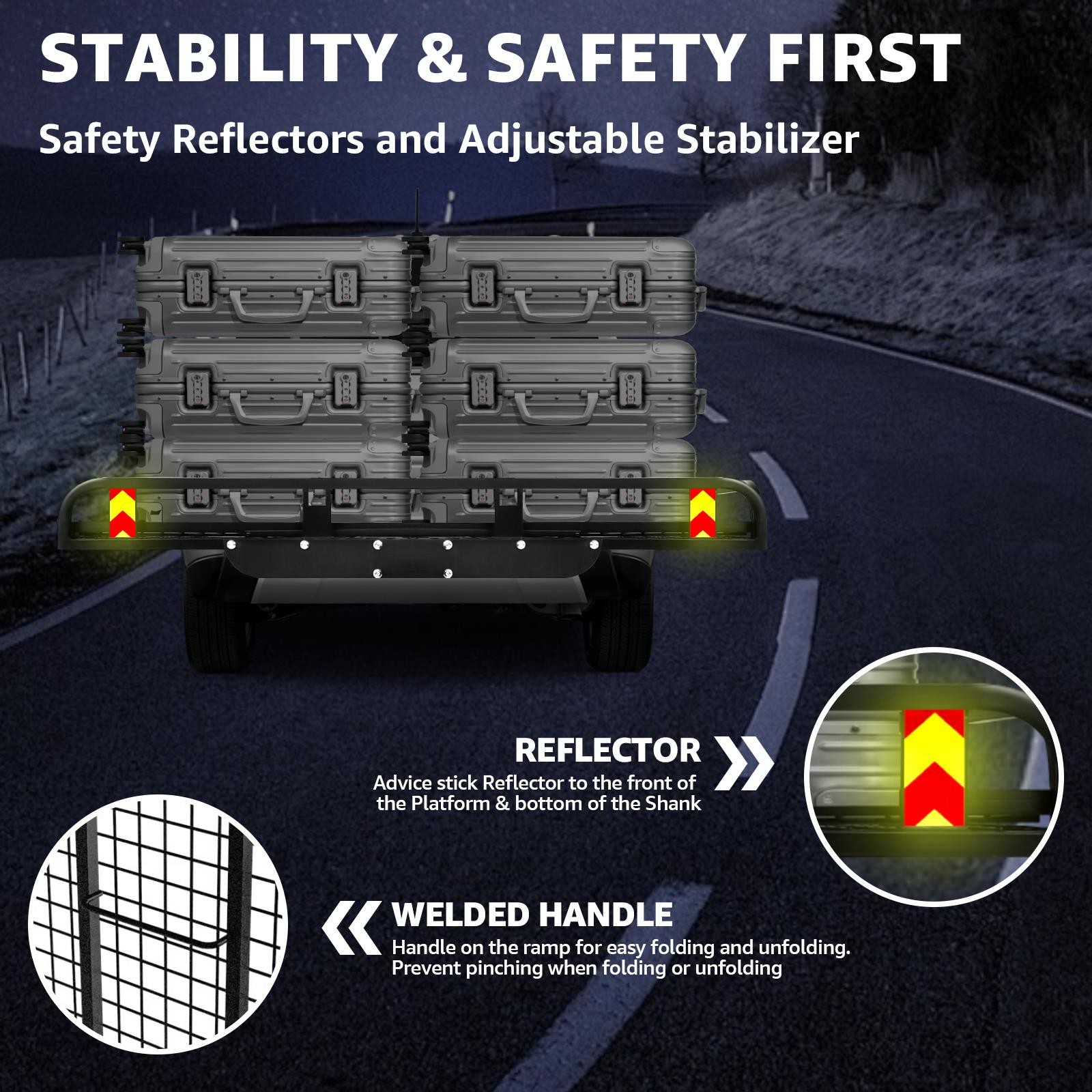 500LBS Mobility Carrier Wheelchair Scooter Rack Cargo Hitch Carrier Medical Ramp