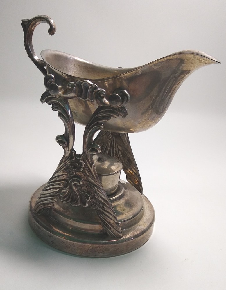 English Silver Co Gravy Boat Stand Warmer American Victorian style USA marked