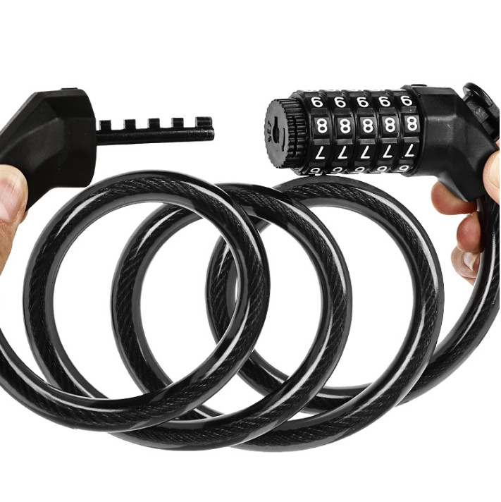 5-Digit Combination Password Bike Lock Cable Bicycle Chain Lock 4Feet Anti Theft