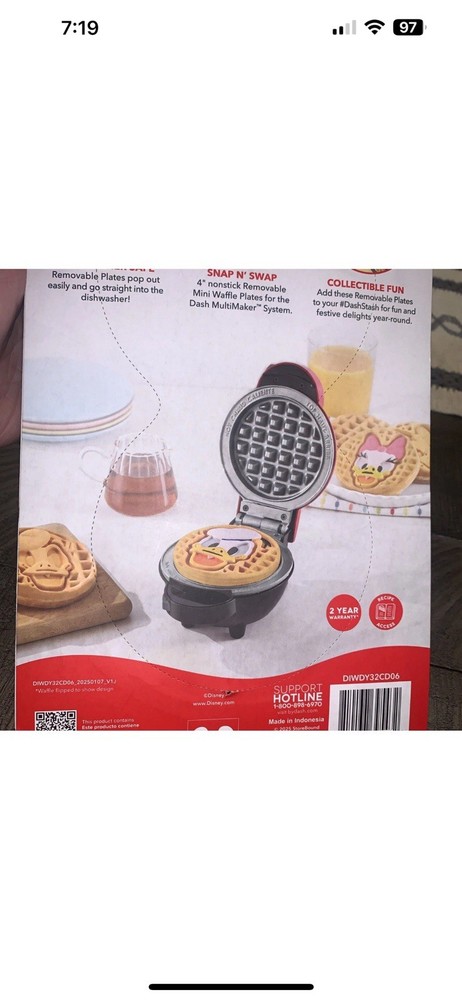 Dash Disney Donald Duck&Daisy Multimaker Removable Mini Waffle Plates NEW!