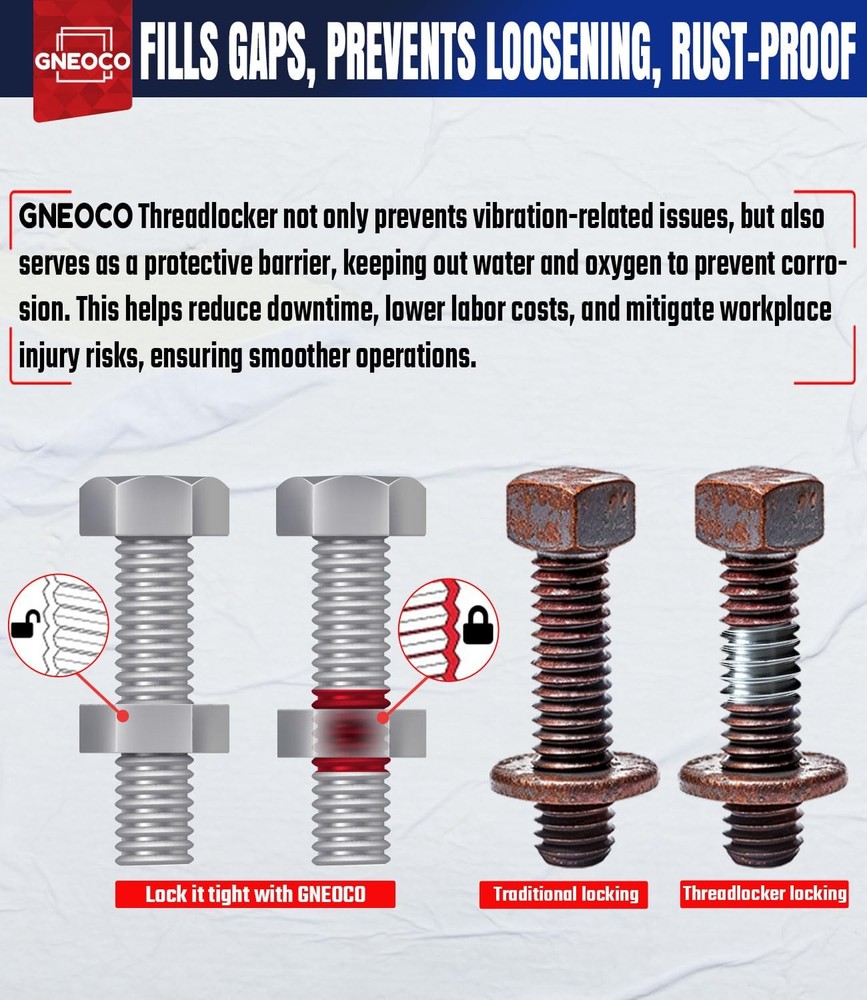 ThreadLocker Blue and Red, Thread Lock Medium High Strength Small,