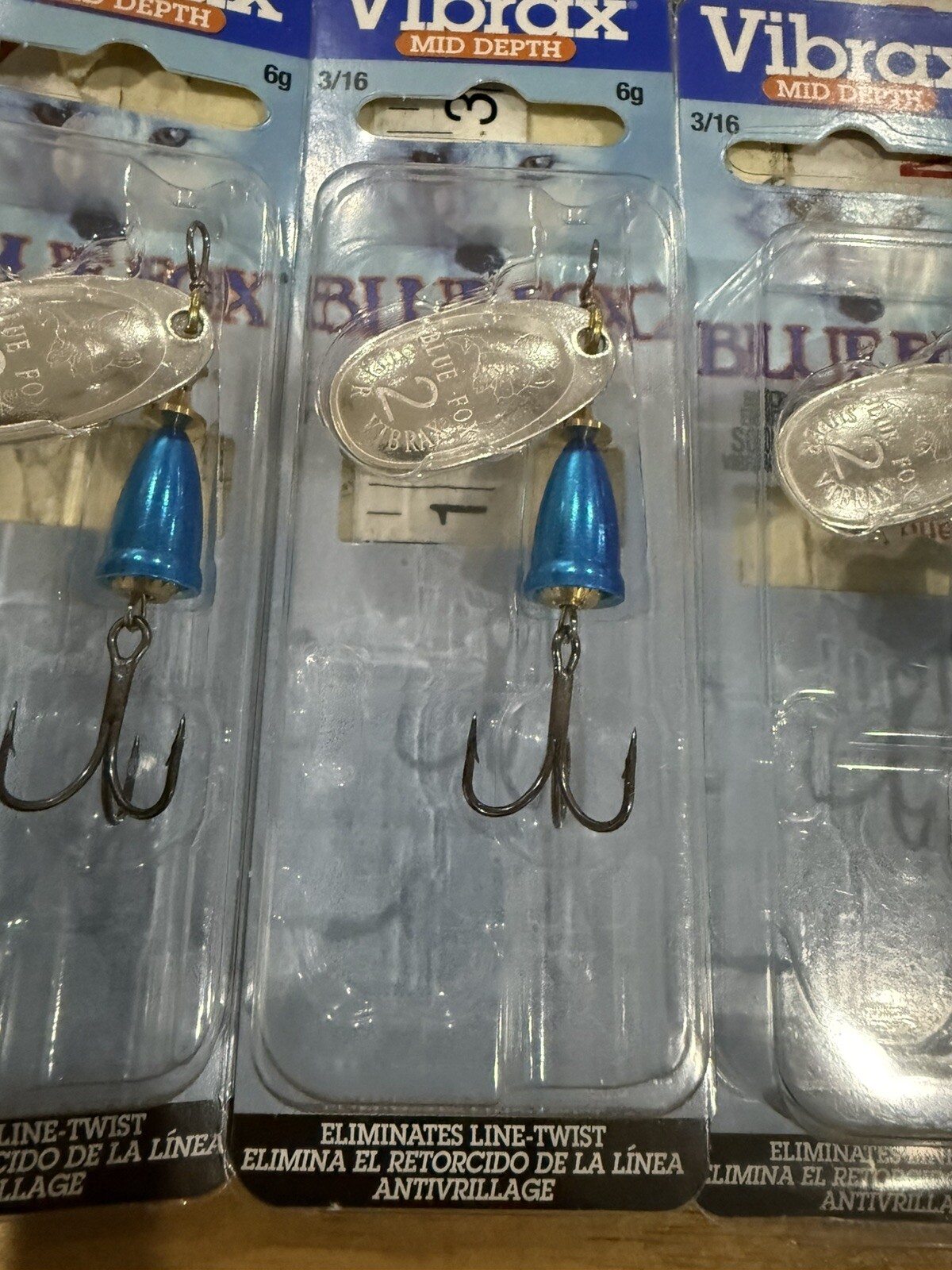 5X New Blue Fox Super Vibrax Classic Spinner - 3/16 oz. - Silver Blue, Mid Depth