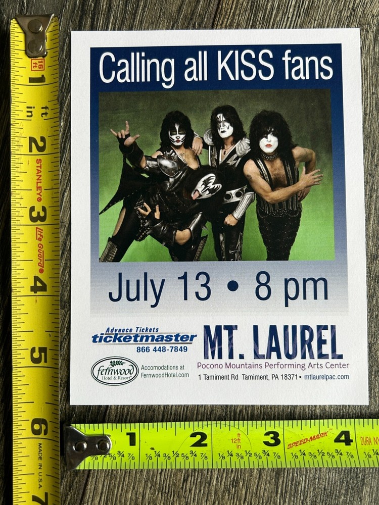 KISS Handbill Concert Ad Card Hottest Show On Earth Tour Mt Laurel Poconos 2011
