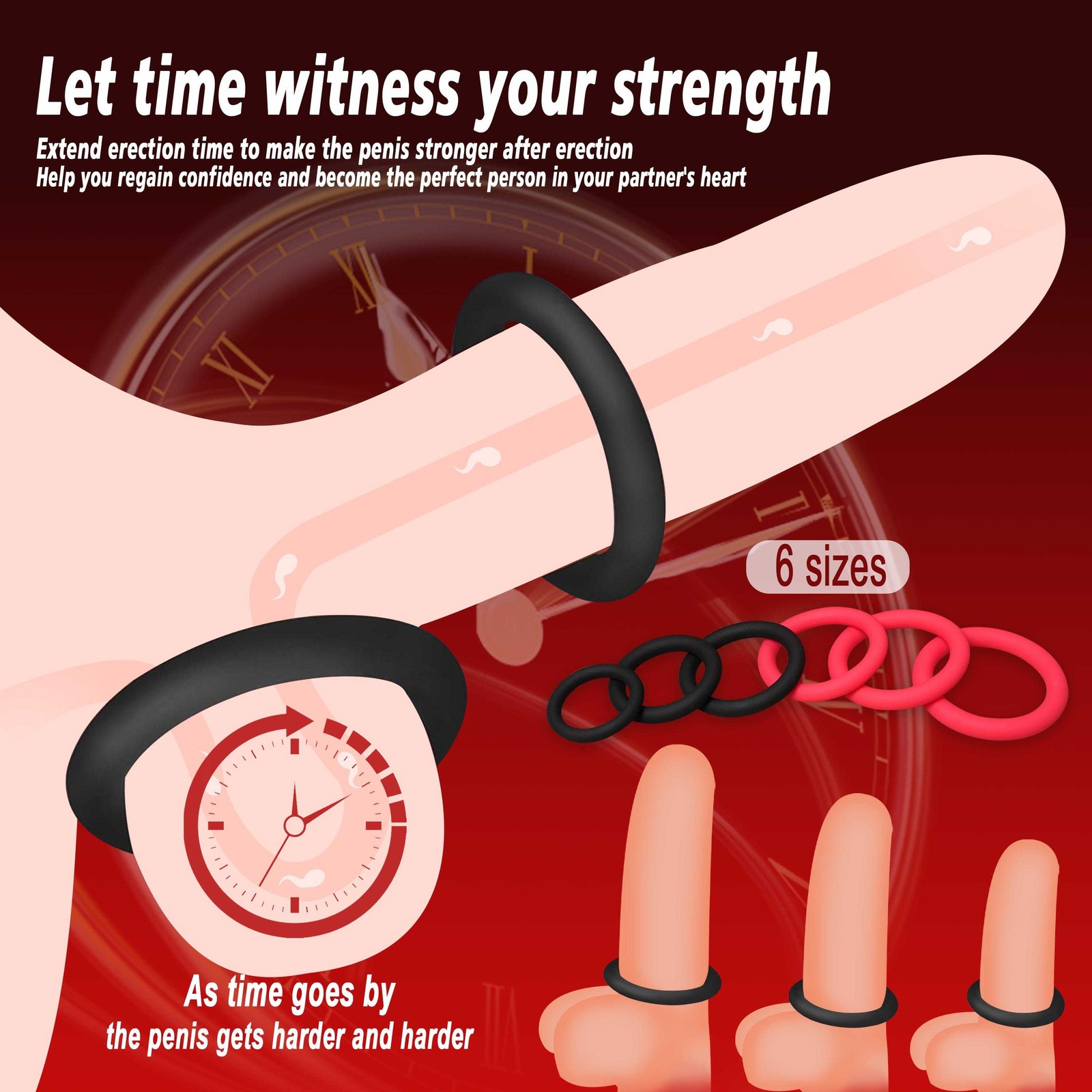 7PCS Silicone Cock Ring Super Stretchy Strong Stay Hard Penis Rings Men Sex Toys