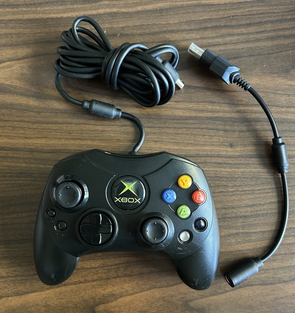 Original classic Xbox S-Type Controller Black Genuine OEM With Breakaway Cable!