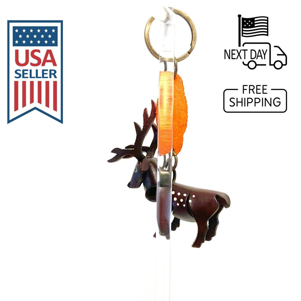 Sika Deer (Brown) Handmade Leather Keyring