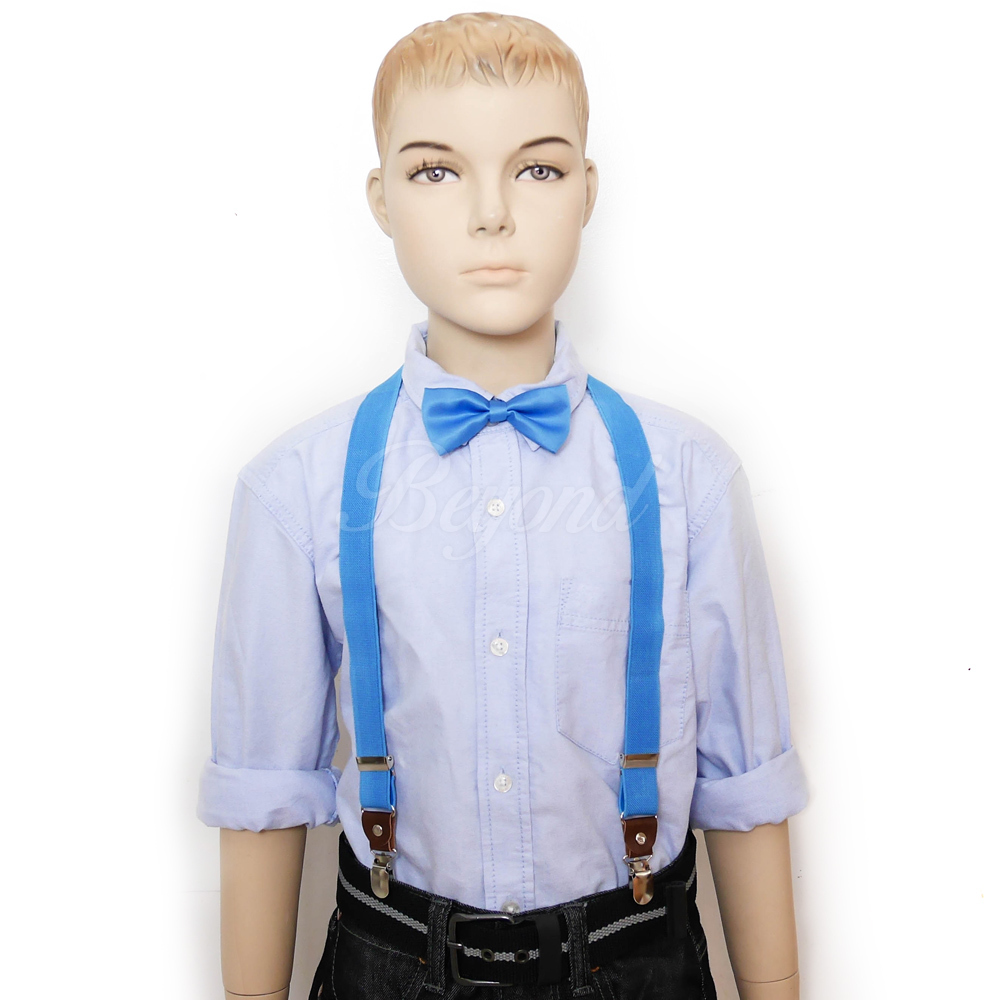 Children Kids Boys Girls Suspender & Bowtie Matching Colors Set NEW