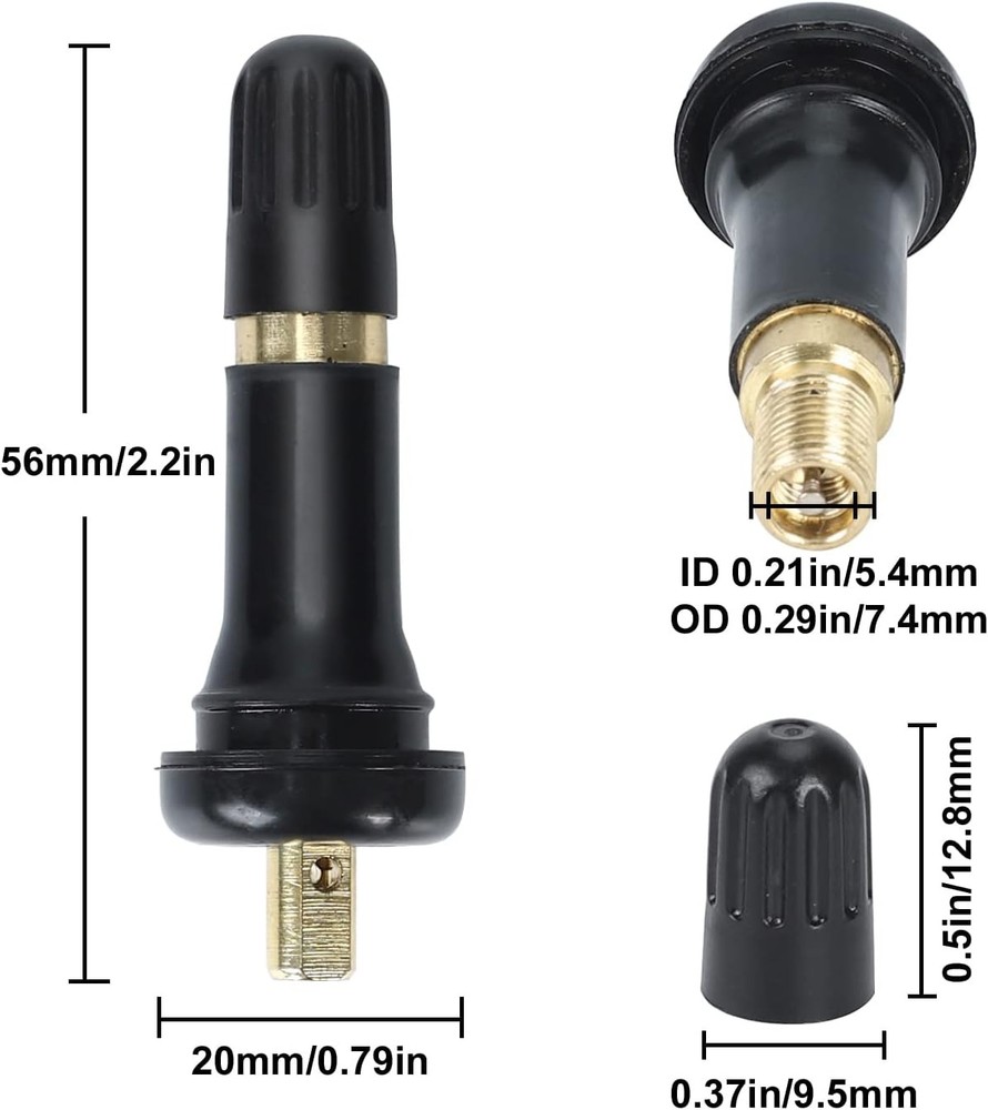 TPMS 20008/20018 Tire Pressure Sensor Rubber Snap-in Valve Stems Replacement
