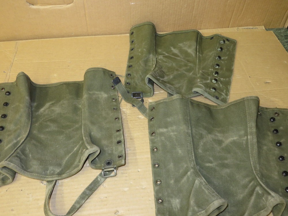 WW II LEGGINGS GAITER CANVAS 3 piece GROUP VINTAGE gregory & read co. # 72L61920
