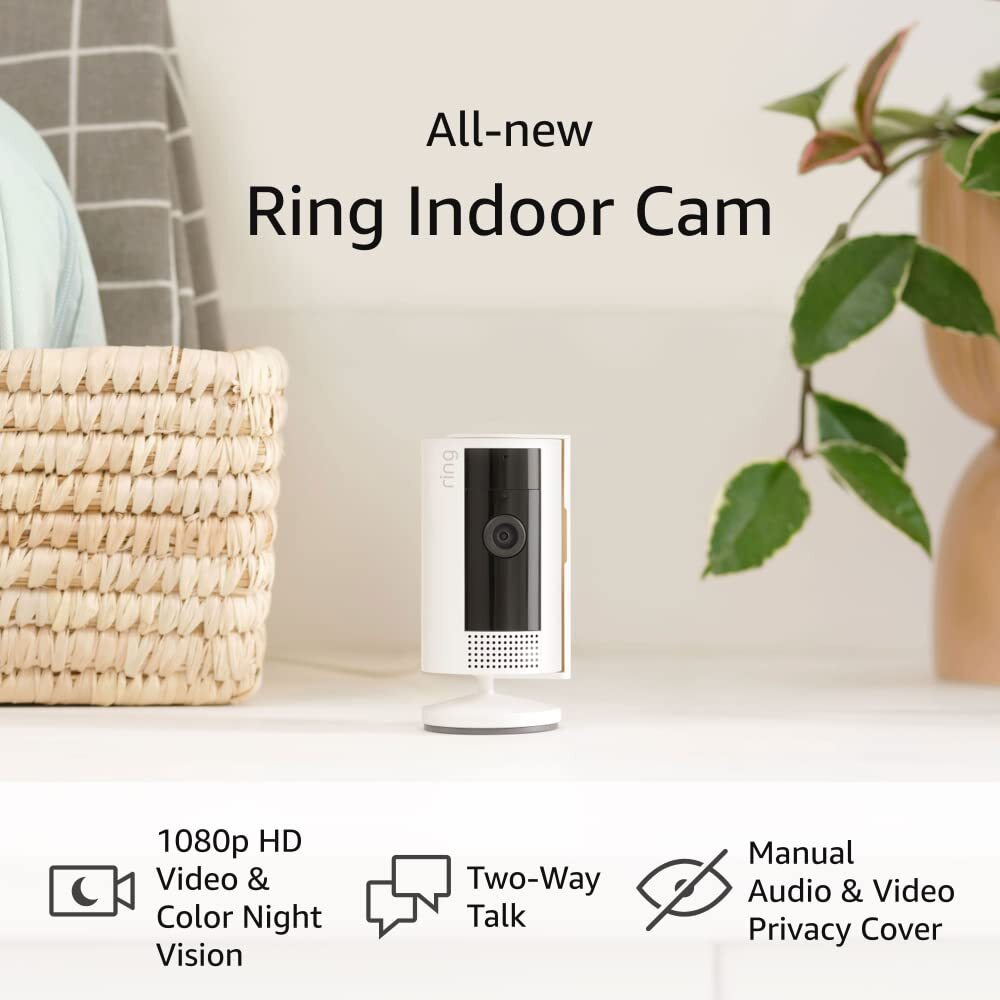 Ring Indoor Cam 2nd Gen 2023 Plug-In Privacy Cover, 2-Way Talk, White or Black
