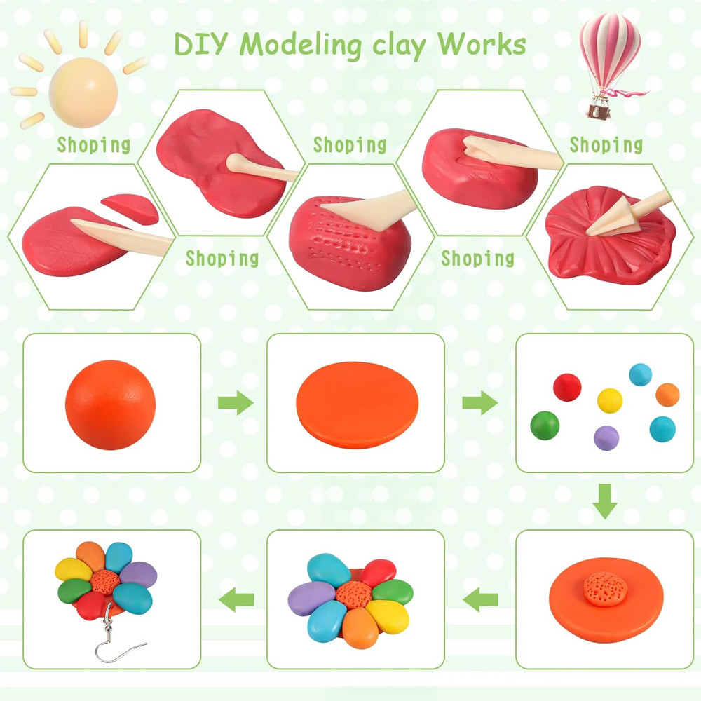 Polymer Clay Starter kit, Oven Bake Modeling Clay with Sculpting Tools