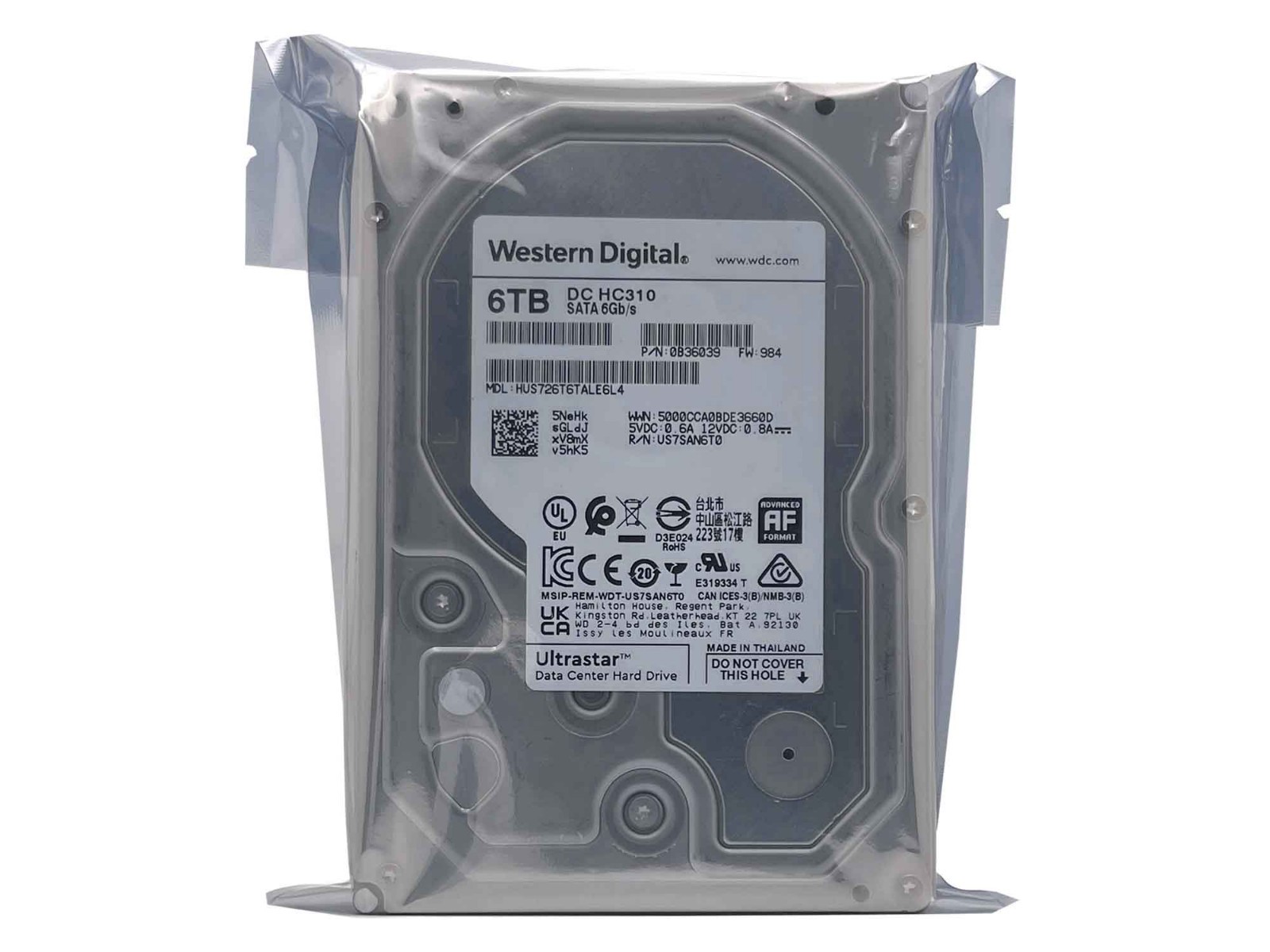 WD DC HC310 6TB 7200RPM SATA 6Gb/s 3.5in Enterprise Hard Drive -HUS726T6TALE6L4