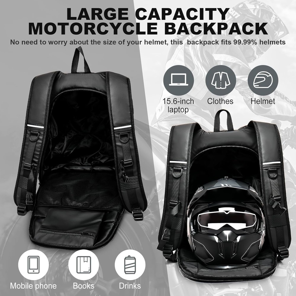 Spacious Waterproof Riding Bag - Versatile Backpack for Motorcycle Adventures