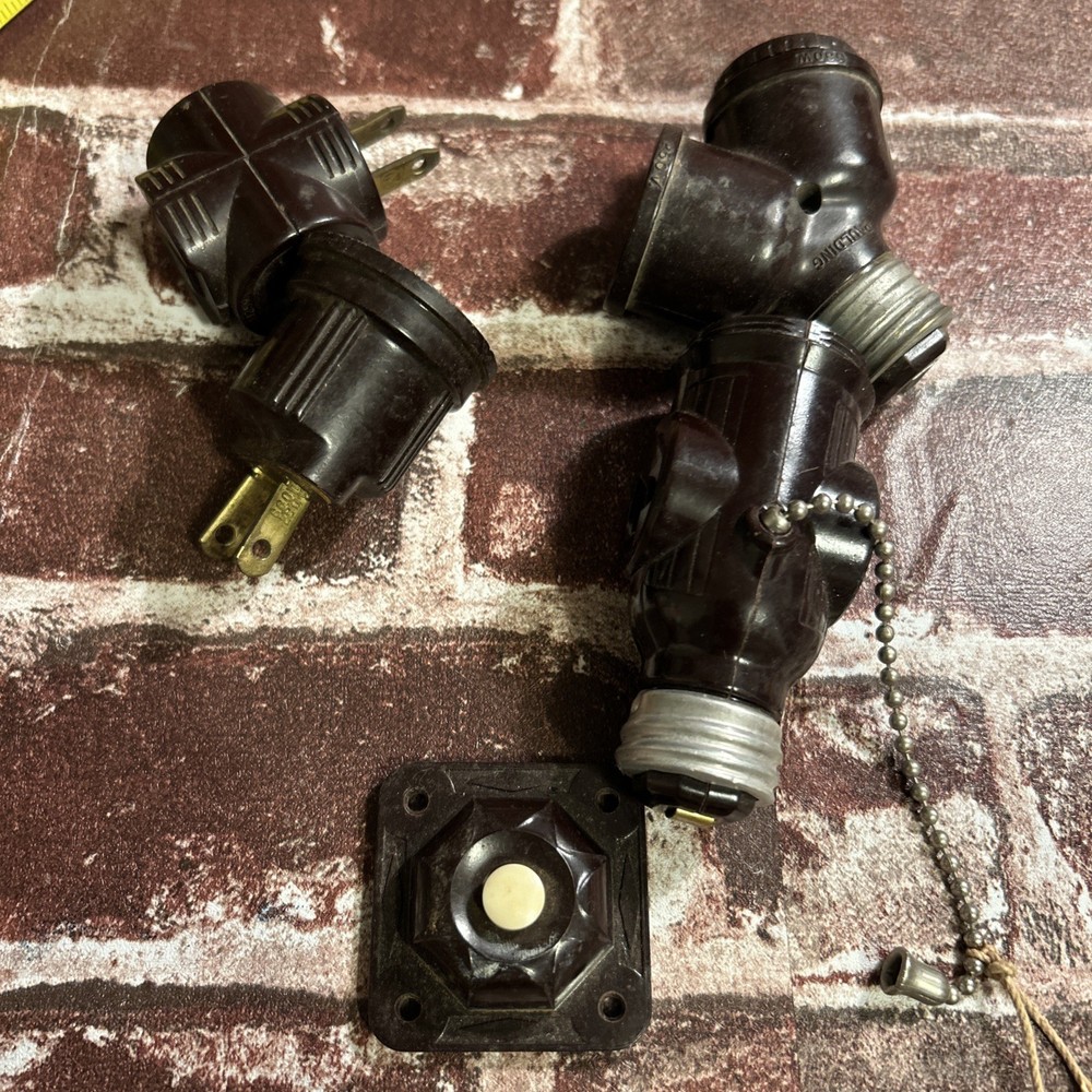 Vintage Salvaged, Big Light Electrical Sockets Etc