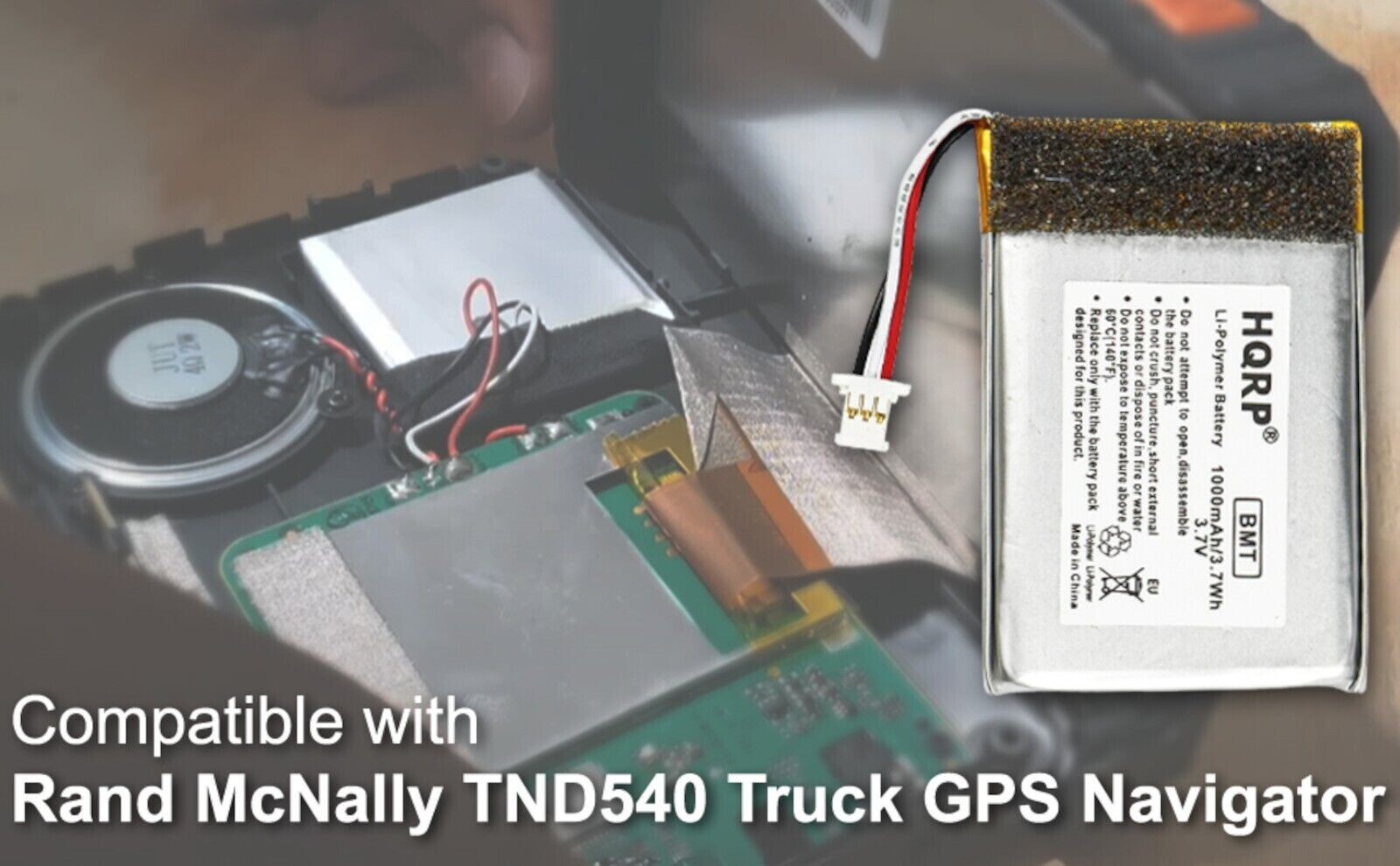 1000mAh Replacement Battery for Rand McNally TND-540 TND540 Truck GPS Navigator