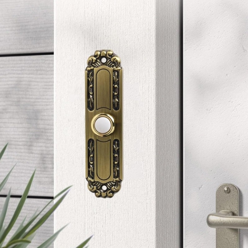 Solid Brasses Doorbell Button Weatherproof LED Illuminated Outdoor Easy Mount