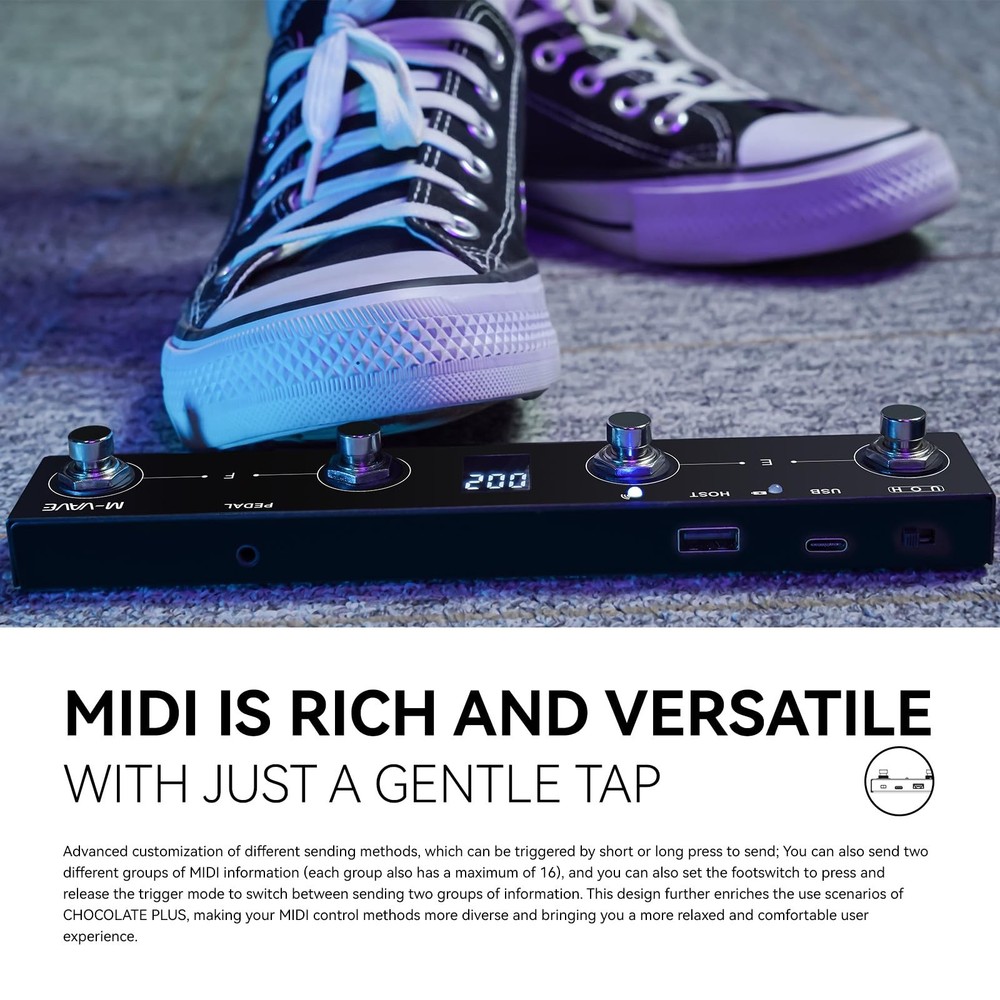 Wireless MIDI Foot Pedal Controller for Loop Tuner Switching Rechargeable