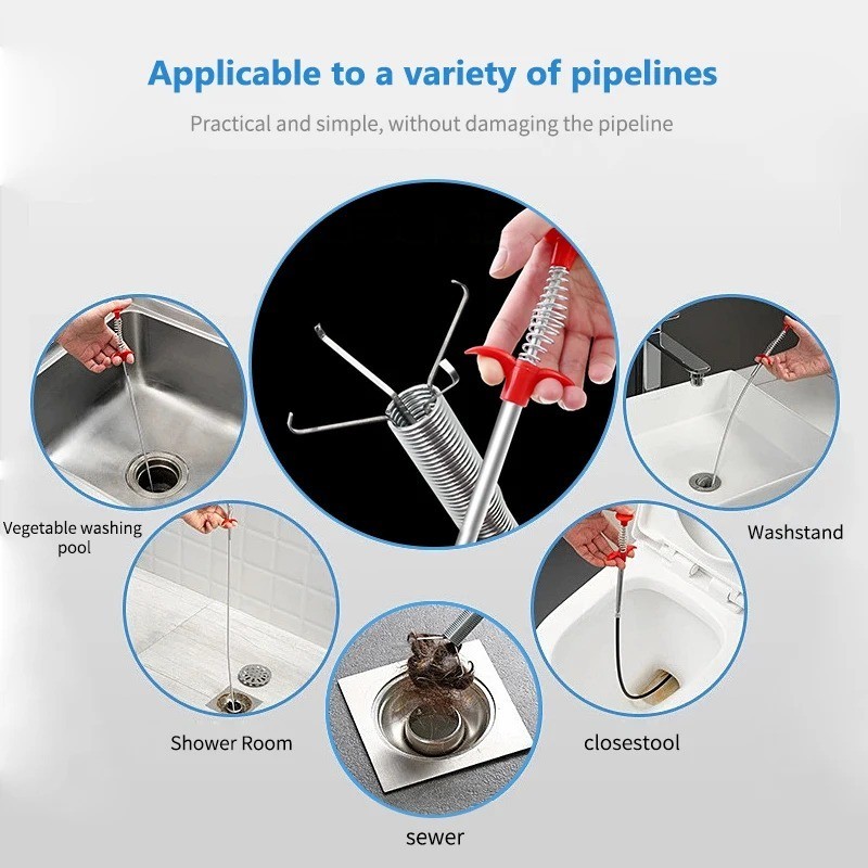 60Cm Spring Pipe Dredging Tools, Drain Snake, Drain Cleaner Sticks Clog Remover