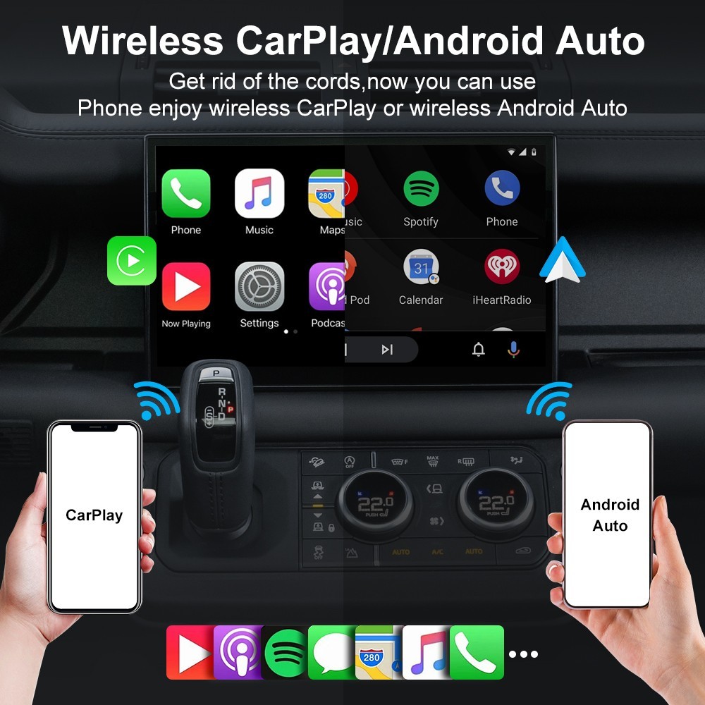 2 in 1 Car Auto Wireless Apple Carplay & Android Auto USB Adapter Plug & Play