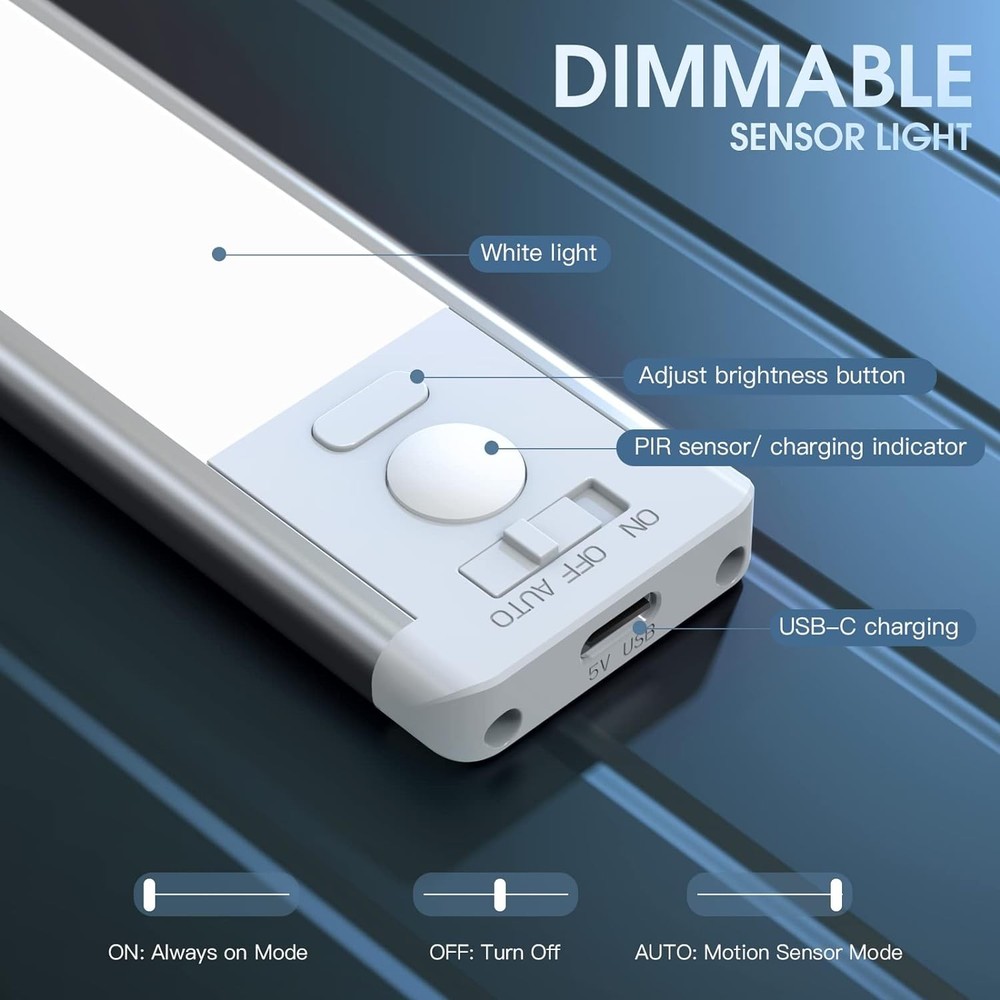 10" Under Cabinet Lights 2 Pack Rechargeable Motion Sensor