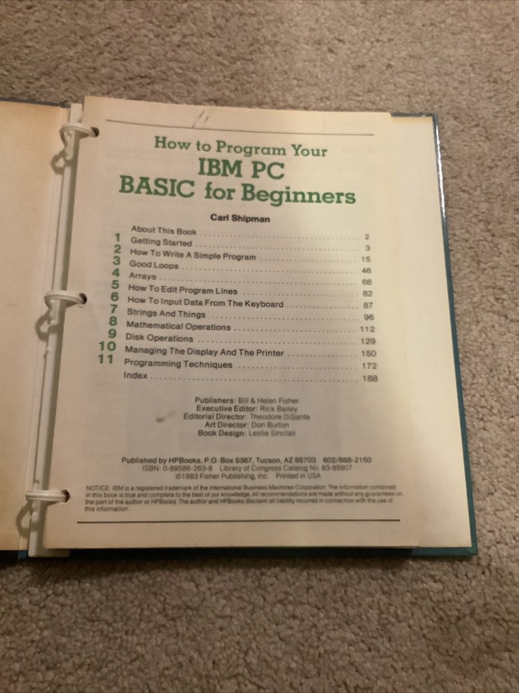 1983 How To Program Your IBM PC Basic For Beginners Book