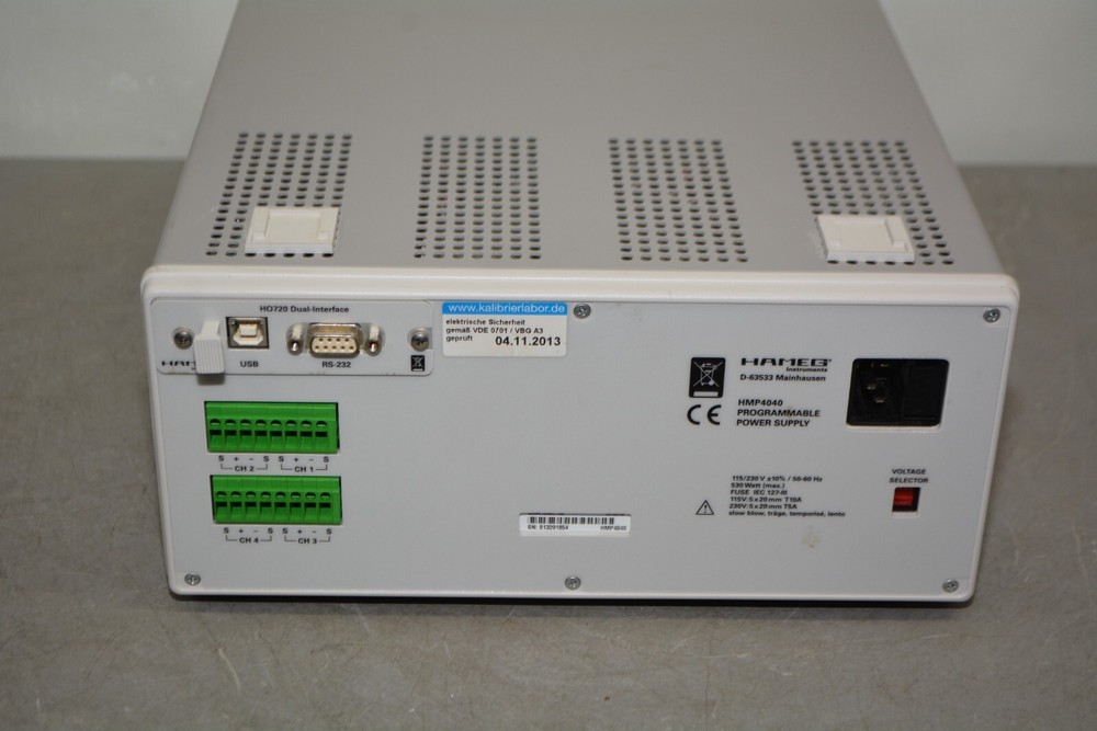 ^ Hameg Programmable 384 Watt Power Supply HMP4040 W/ HO720 Dual Interface