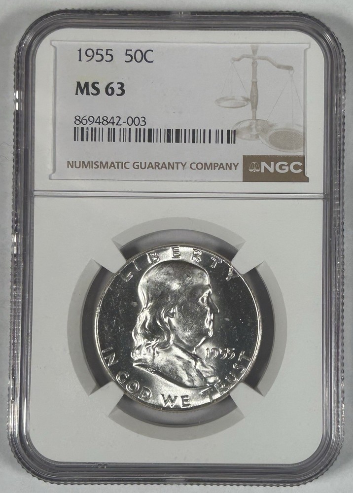 1955 Franklin Half Dollar Coin NGC MS 63