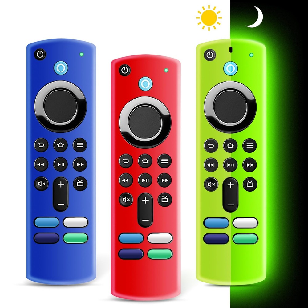 (3 Pack) ONEBOM Firestick Remote Cover 3rd Gen with Alexa Glow Green&Red&Blue