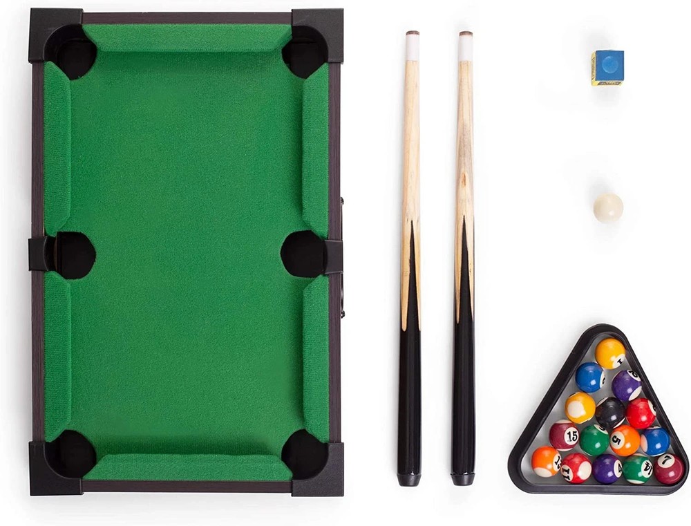 NOS Tabletop Pool Mini Pool Table & Billiard Set Small Billiards Game Real Balls