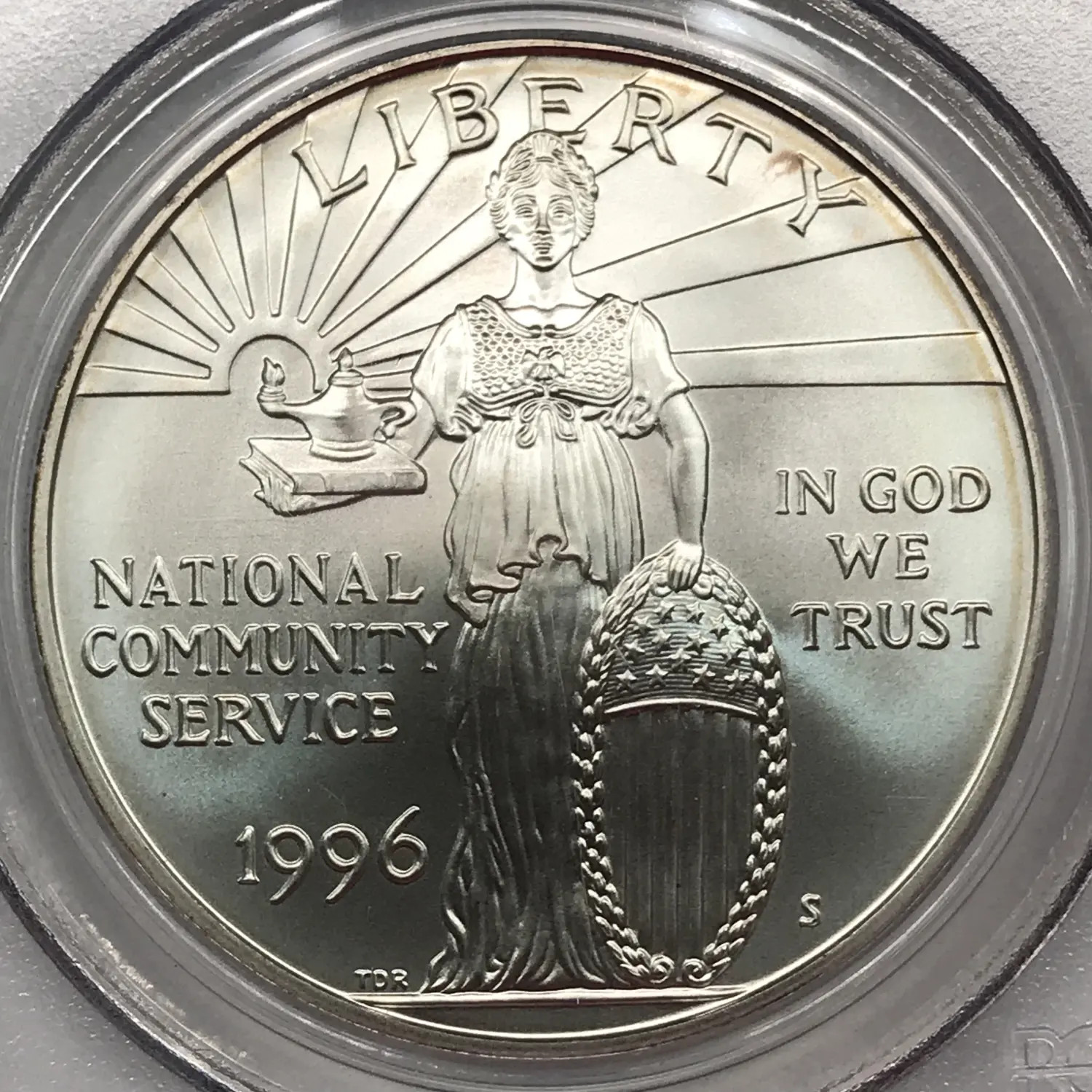 1996 S National Community Service Commemorative Silver Dollar PCGS MS-70