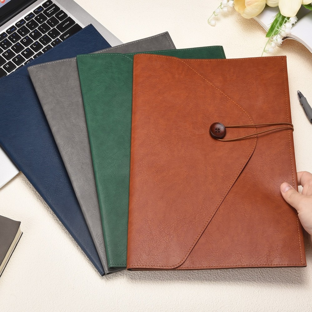 2Pcs PU Leather A4 File Folder, Waterproof Envelope Holder, Brown